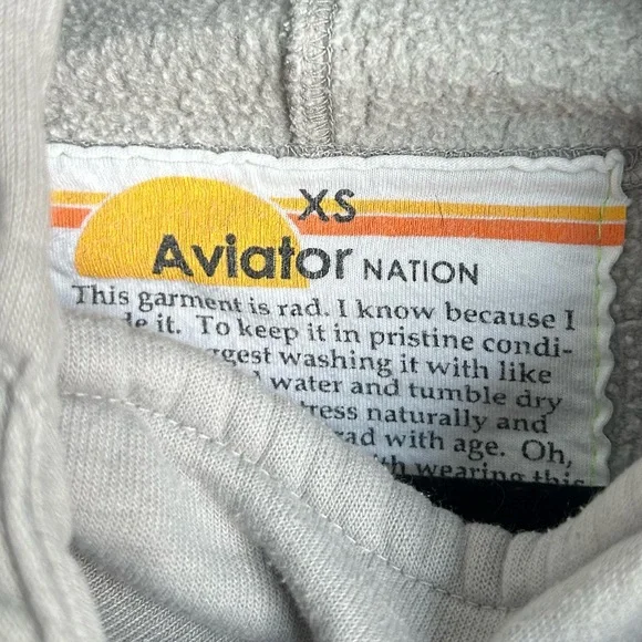 Aviator Nation Ninja Hoodie Light Grey Womens XS - Picture 4 of 8